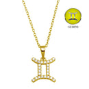 Silver 925 Gold Plated Gemini CZ Zodiac Sign Necklace - BGP01332GP | Silver Palace Inc.