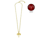 Gold Plated 925 Sterling Silver Aries CZ Zodiac Sign Necklace - BGP01333GP