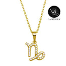Silver 925 Gold Plated Capricorn CZ Zodiac Sign Necklace - BGP01339GP | Silver Palace Inc.