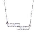 Silver 925 Rhodium Plated Double Baguette Horizontal Bar CZ Necklace - BGP01360 | Silver Palace Inc.