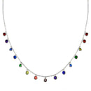 Rhodium Plated 925 Sterling Silver Multi Color CZ Necklace - BGP01370 | Silver Palace Inc.