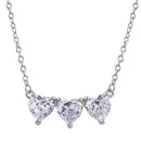 Rhodium Plated 925 Sterling Silver 3 CZ Hearts Necklace - BGP01372 | Silver Palace Inc.