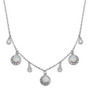 Rhodium Plated 925 Sterling Silver Dangling CZ and Round Synthetic Opal Necklace - BGP01377 | Silver Palace Inc.