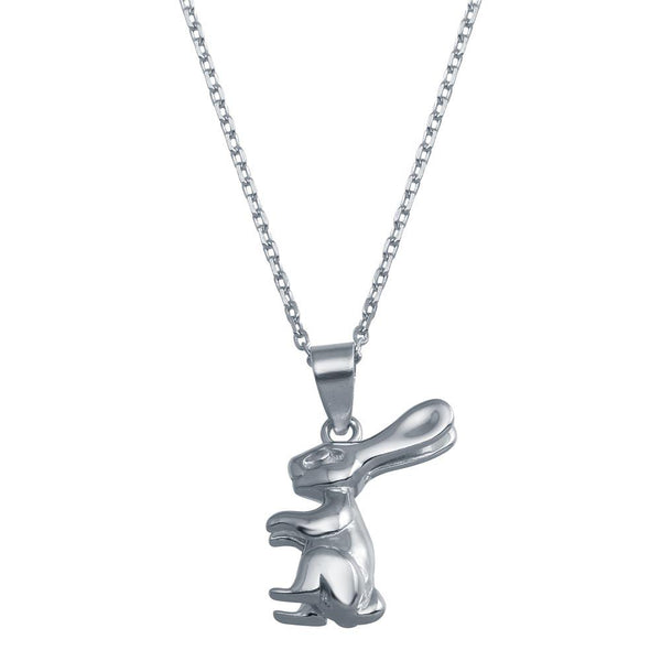 Rhodium Plated 925 Sterling Silver Rabbit Necklace - BGP01382 | Silver Palace Inc.