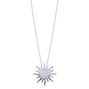 Rhodium Plated 925 Sterling Silver Clear CZ Sun Necklace - BGP01403 | Silver Palace Inc.