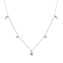 Rhodium Plated 925 Sterling Silver Clear CZ Lock and Key Necklace - BGP01406 | Silver Palace Inc.