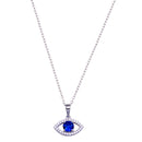 Rhodium Plated 925 Sterling Silver Evil Eye Blue CZ Necklace - BGP01419 | Silver Palace Inc.