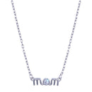 Rhodium Plated 925 Sterling Silver Mom Clear CZ Necklace - BGP01425 | Silver Palace Inc.