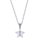 Rhodium Plated 925 Sterling Silver Star CZ Necklace - BGP01434 | Silver Palace Inc.