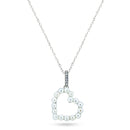 925 Sterling Silver Rhodium Plated Pearl Heart Necklace - BGP01466 | Silver Palace Inc.