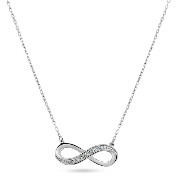 Silver 925 Rhodium Plated Infinity Design Diamond Necklaces - BGP01475 | Silver Palace Inc.