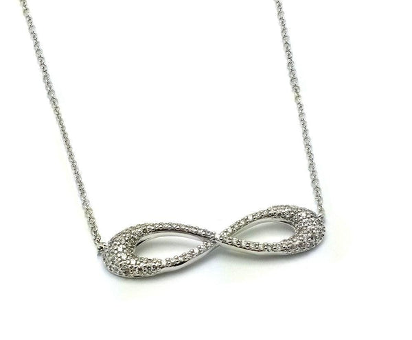 Silver 925 Rhodium Plated Clear CZ Infinity Pendant Necklace - BGP00947 | Silver Palace Inc.