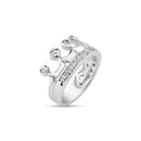 Silver 925 Rhodium Plated Clear CZ Crown Ring - BGR00002
