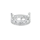 Silver 925 Rhodium Plated Clear CZ Crown Ring - BGR00002 | Silver Palace Inc.