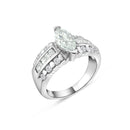 Closeout-Silver 925 Rhodium Plated Clear Marquise Center Channel Set Square CZ Bridal Ring - BGR00010 | Silver Palace Inc.