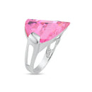 Silver 925 Rhodium Plated Big Pink CZ Ring - BGR00027 | Silver Palace Inc.