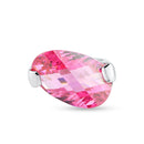 Silver 925 Rhodium Plated Big Pink CZ Ring - BGR00027