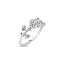 Silver 925 Rhodium Plated Clear CZ Flower Ring - BGR00047