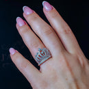 Silver 925 Rhodium Plated Clear CZ Crown Ring - BGR00057 | Silver Palace Inc.
