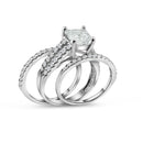 Rhodium Plated 925 Sterling Silver Clear Princess Cut Pave Set CZ Bridal Ring Set - BGR00081 | Silver Palace Inc.