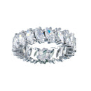 Rhodium Plated 925 Sterling Silver Clear Marquise CZ Eternity Bridal Ring - BGR00096
