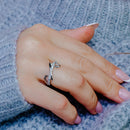 Silver 925 Rhodium Plated CZ Winding Zigzag Ring - BGR00114