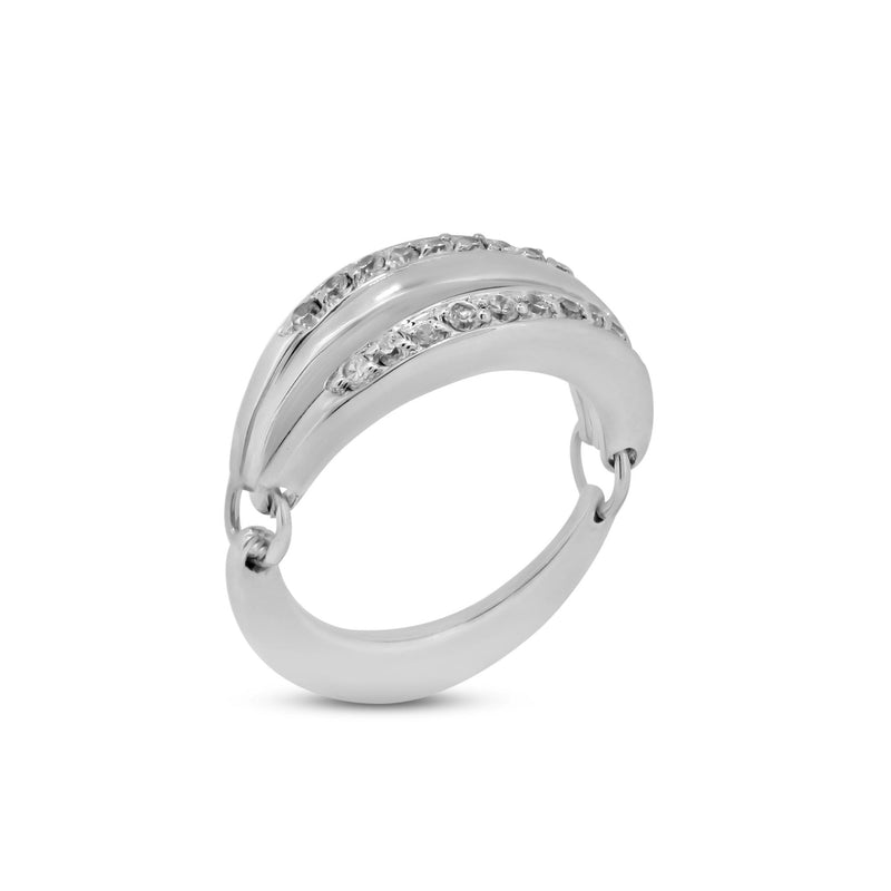 Closeout-Silver 925 Rhodium Plated Clear CZ Movable Ring - BGR00122 | Silver Palace Inc.