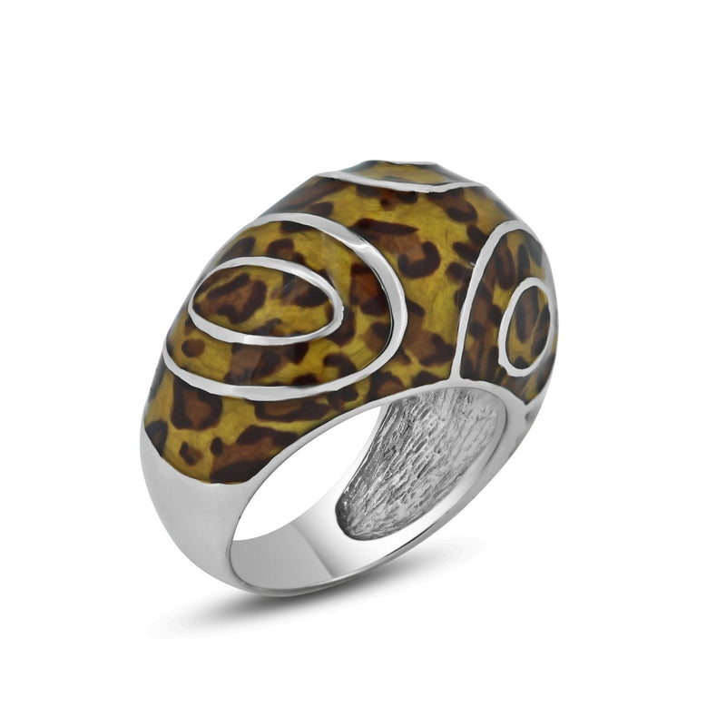 Closeout-Silver 925 Rhodium Plated Leopard Spot Pattern Ring - BGR00154 | Silver Palace Inc.