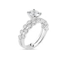 Rhodium Plated 925 Sterling Silver Clear Round Center CZ Bridal Ring Set - BGR00219
