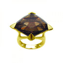 Closeout-Silver 925 Gold Plated Diamond Shaped Champagne CZ Ring - BGR00225 | Silver Palace Inc.