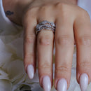 Silver 925 Rhodium Plated Clear CZ Wave Ring - BGR00247