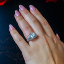 Silver 925 Rhodium Plated Clear Baguette Pave Set Round Center CZ Bridal Ring - BGR00256