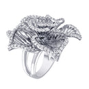 Silver 925 Rhodium Plated Clear CZ Open Flower Ring - BGR00316WHT | Silver Palace Inc.