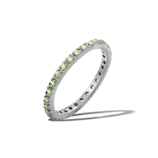 Silver 925 Rhodium Plated Plated Birthstone Inlay Eternity Ring August - BGR00339AUG | Silver Palace Inc.