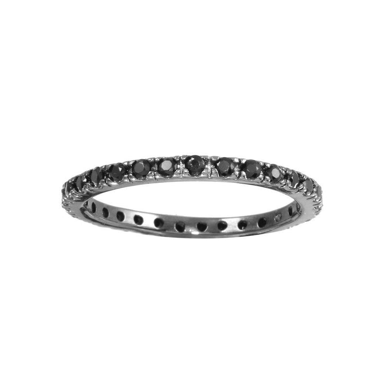 Silver 925 Rhodium Plated Plated Inlay Eternity Ring - BGR00339BLK | Silver Palace Inc.