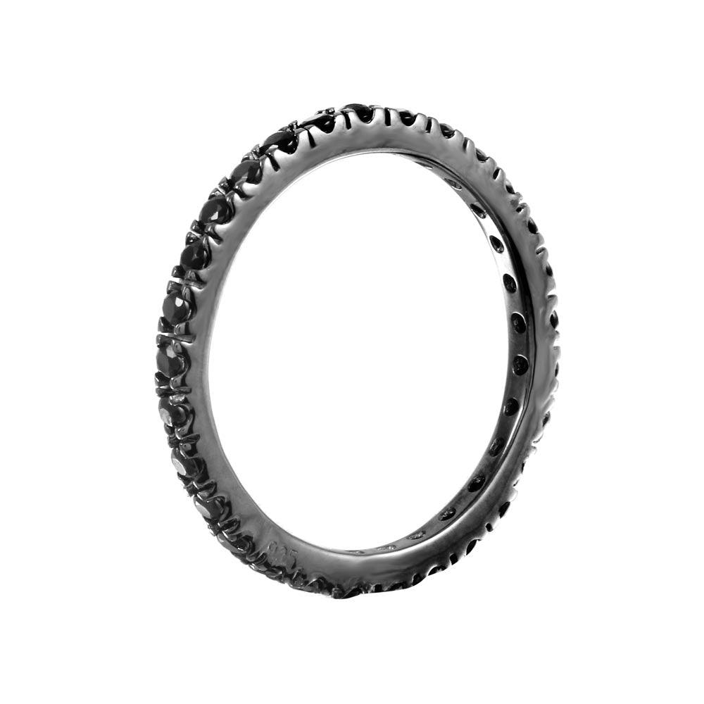 Anillo de eternidad con incrustaciones chapadas en rodio de plata 925 - BGR00339BLK