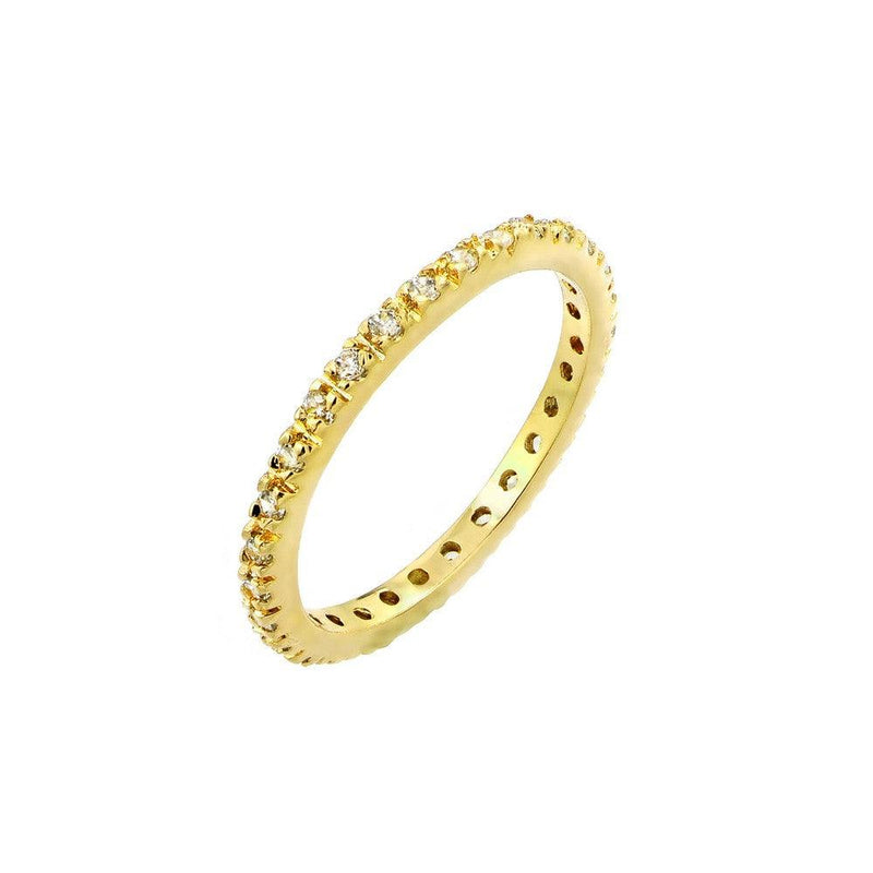 Silver 925 Gold Plated Plated Clear CZ Inlay Eternity Ring - BGR00339GP | Silver Palace Inc.