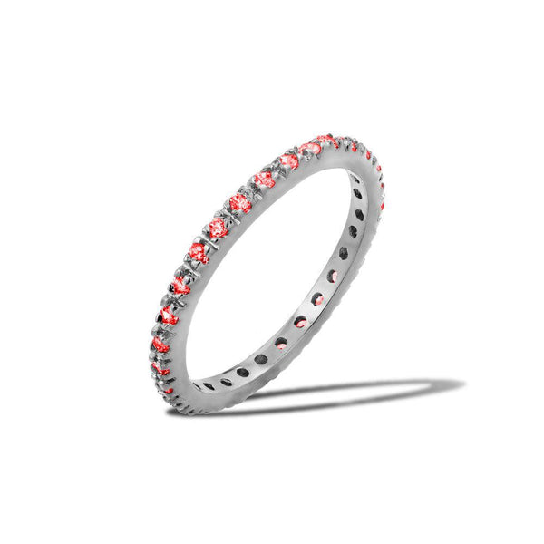 Silver 925 Rhodium Plated Plated Birthstone Inlay Eternity Ring January - BGR00339JAN | Silver Palace Inc.
