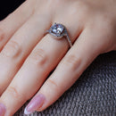 Rhodium Plated 925 Sterling Silver Clear Round Center CZ Bridal Ring - BGR00366