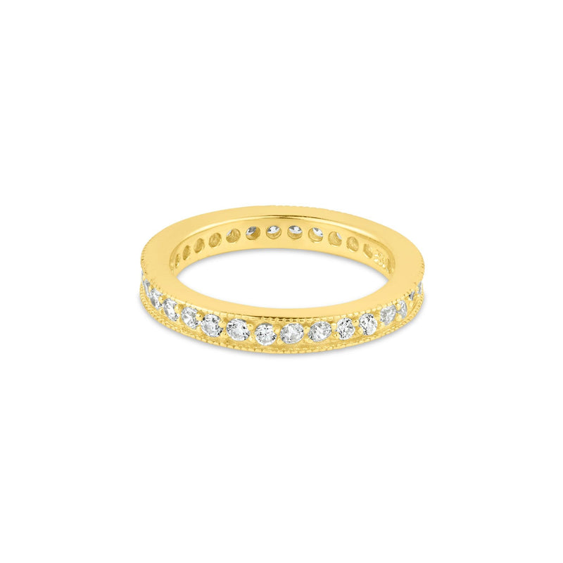 Silver 925 Gold Plated Clear CZ Stackable Eternity Ring - BGR00375 | Silver Palace Inc.