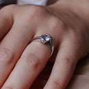 Silver 925 Rhodium Plated Clear Round Center CZ Overlap Twist Ring - BGR00392