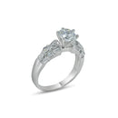 Rhodium Plated 925 Sterling Silver Clear Baguette Round CZ Bridal Ring - BGR00393 | Silver Palace Inc.