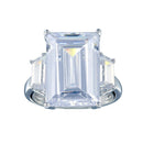 Rhodium Plated 925 Sterling Silver Clear Baguette and Rectangular Center CZ Bridal Ring - BGR00427