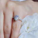 Silver 925 Rhodium Plated Clear Teardrop CZ Engagement Bridal Ring - BGR00445