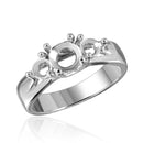 Silver 925 Rhodium Plated 3 Stones Mounting Ring - BGR00481 | Silver Palace Inc.