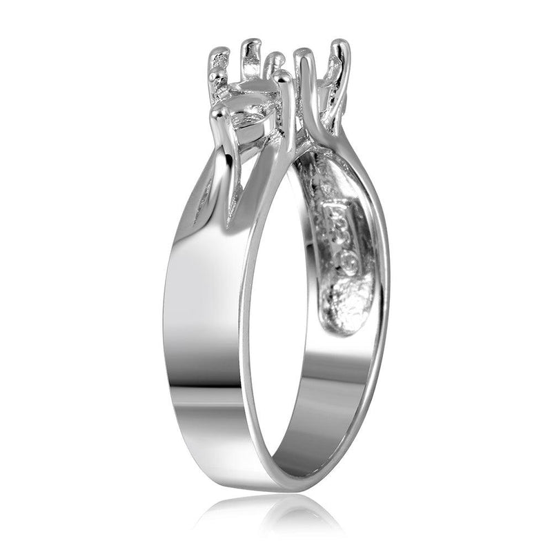 Silver 925 Rhodium Plated 3 Stones Mounting Ring - BGR00481