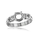 Silver 925 Rhodium Plated Knot Shank Single Stone Mounting Ring - BGR00488 | Silver Palace Inc.