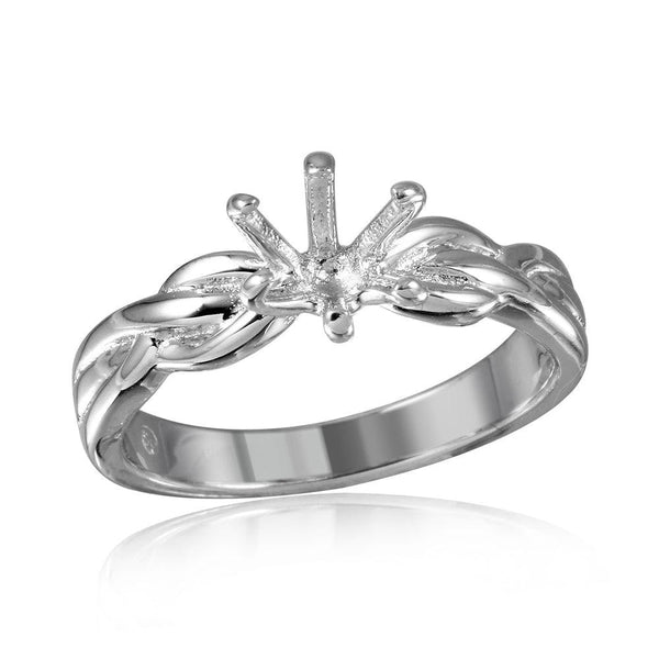 Silver 925 Rhodium Plated 6 Prong Setting Mounting Ring - BGR00518 | Silver Palace Inc.