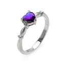 Silver 925 Rhodium Plated CZ Heart Purple February Ring - BGR00521FEB | Silver Palace Inc.