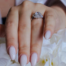 Silver 925 Rhodium Plated Multi Shaped Clear CZ Bridal Ring - BGR00550